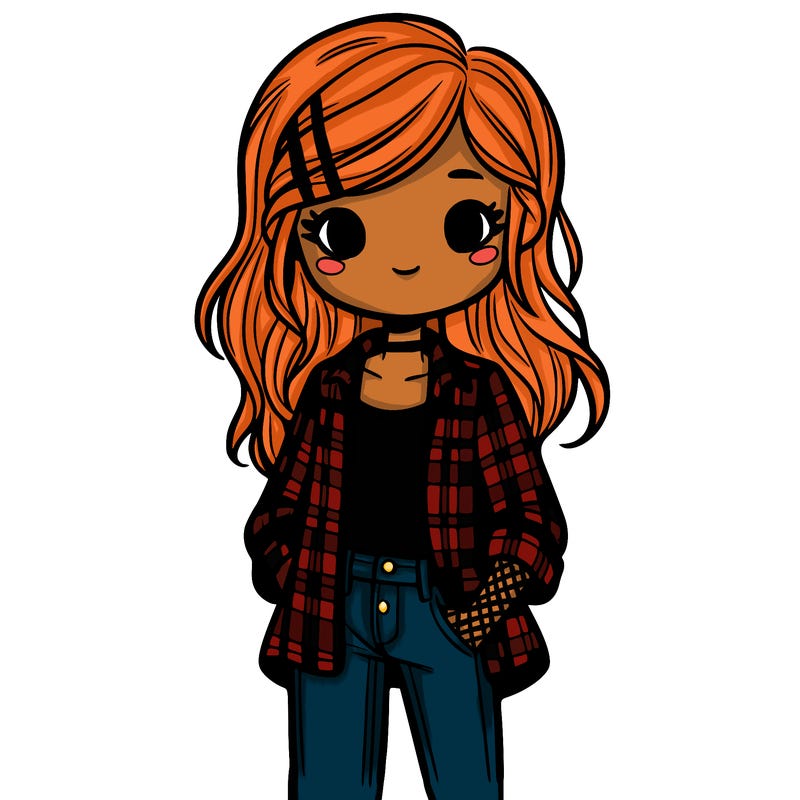 girl wearing flannel an jeans