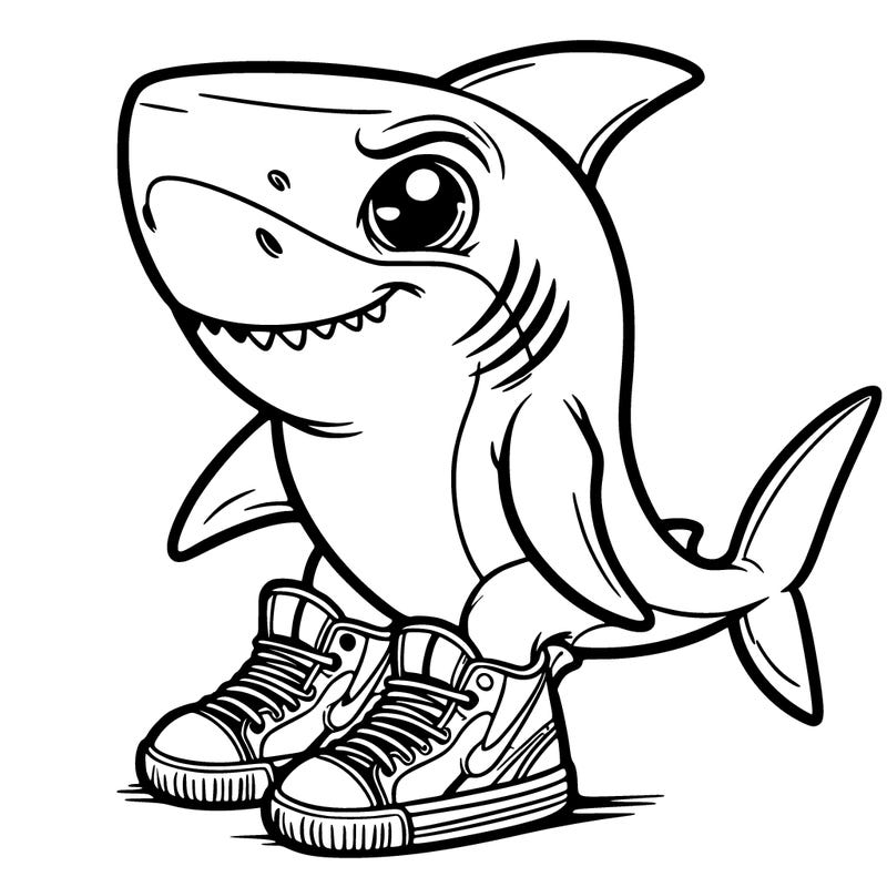 a shark wearing nik shoes