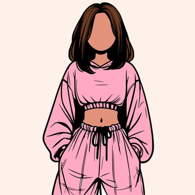 realistic girl faceless with baggy pants and a crop top