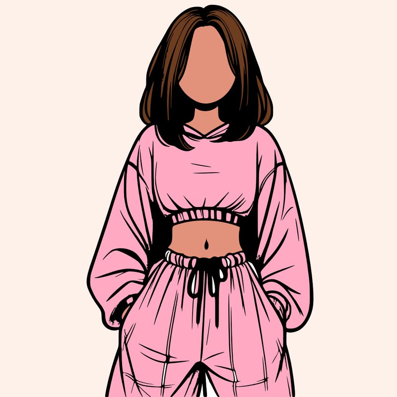 realistic girl faceless with baggy pants and a crop top