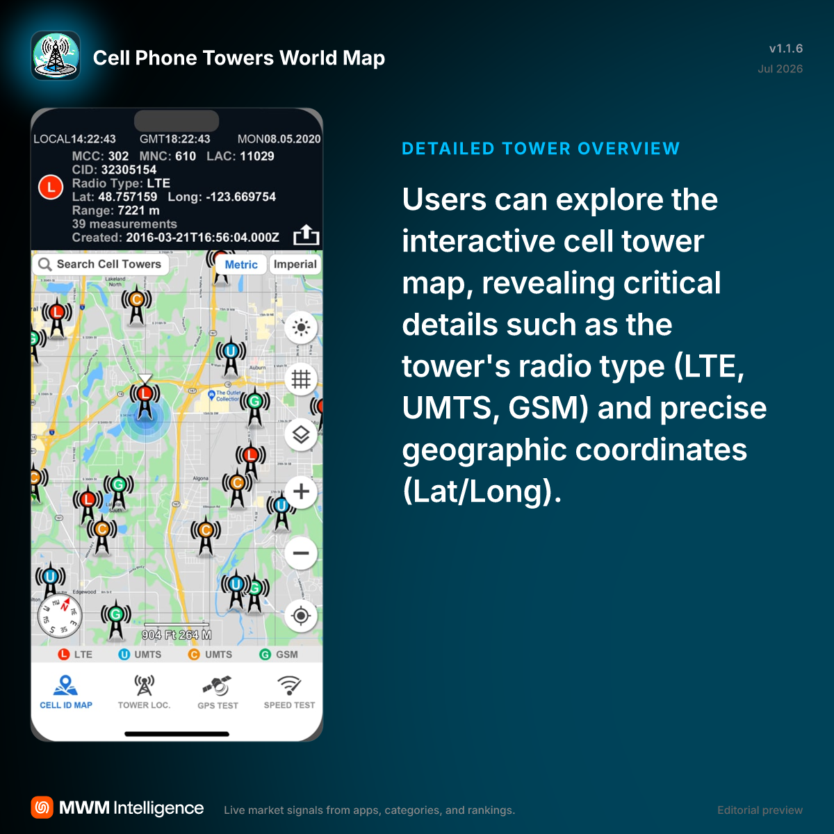 Cell Phone Towers World Map - Travel App | MWM