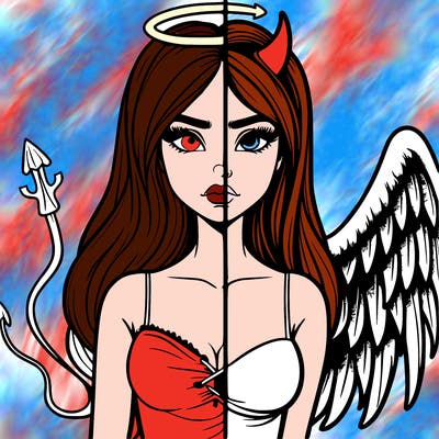 devil vs angel realistic girl
