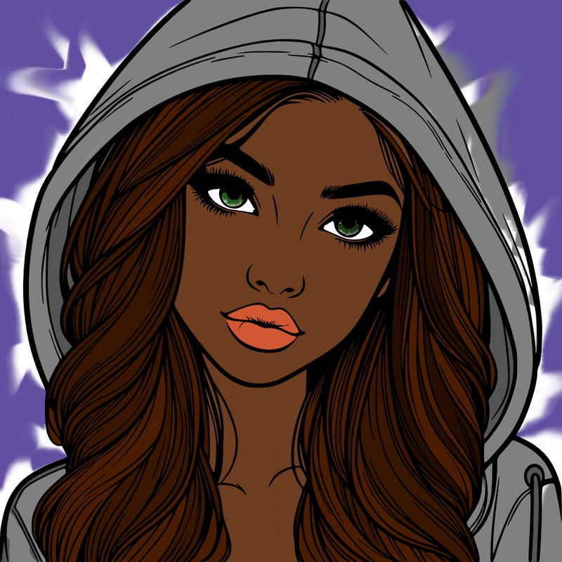 realistic beautiful girl with a hood on