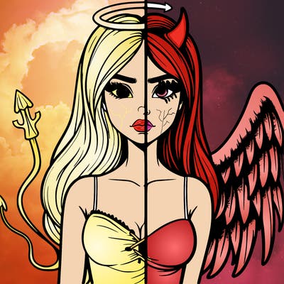 devil vs angel realistic girl