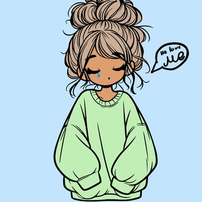 girl with baggy sweatshirt and messy bun