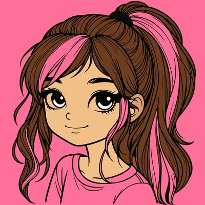 realistic girl with ponytail