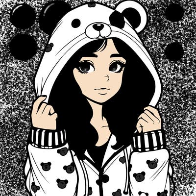 realistic girl in a animal pjs hoodie