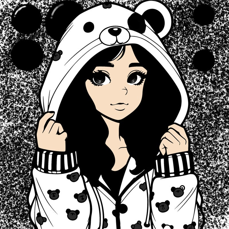 realistic girl in a animal pjs hoodie