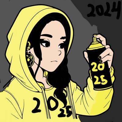 a realistic girl, spray painting