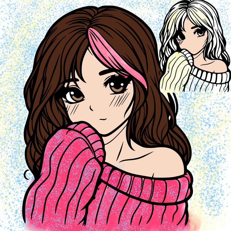 shy pretty girl wearing a sweater that is falling off one shoulder portrait