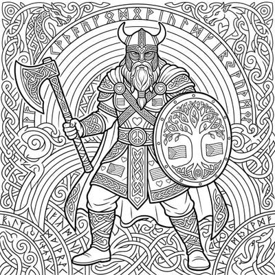Embark on a creative journey with this powerful Viking King coloring page, celebrating Pride with intricate Nordic artistry. Designed specifically for teens, it blends historical strength with symbols of love and diversity for an engaging experience.