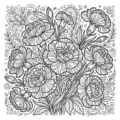Dive into the intricate beauty of striped carnations with this captivating coloring page designed especially for teens. Its detailed floral composition promises hours of creative, stress-relieving fun.