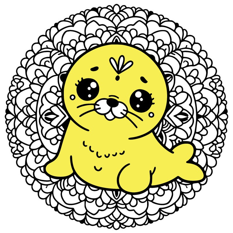 a cute baby seal mandala