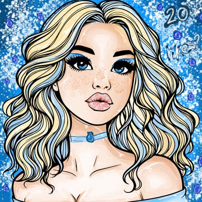 realistic girl with wavy hair and lips