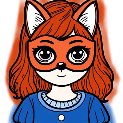 girl wearing a fox mask