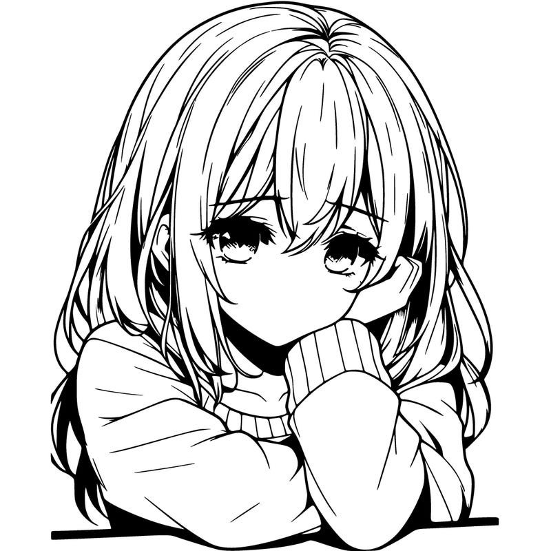 depressed girl realistic anime
