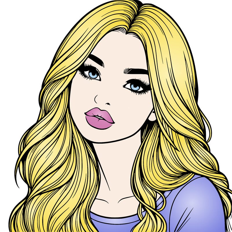 realistic girl with hair on her hair and lips