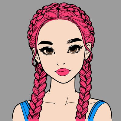 realistic girl with braids