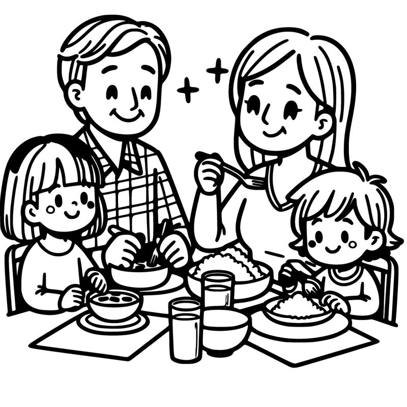 eating a meal with my family