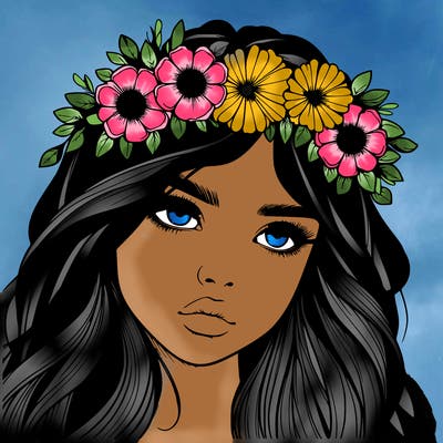 realistic girl with flowers crown