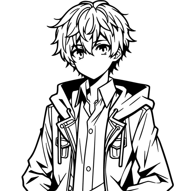 anime boy wearing a jacket