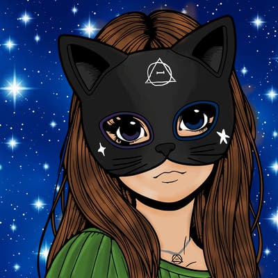 realistic girl with cat mask