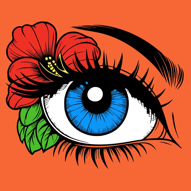 realistic eye with flower