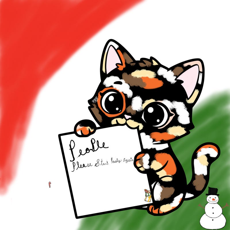 a small cat with a blank sheet of paper in its hand. the cat is sooooooo cute!