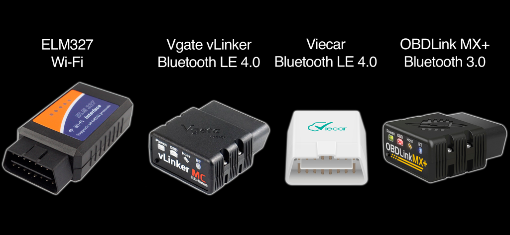 VAG Virtual Cockpit ELM327 OBD - A collection of compatible OBD2 adapters including ELM327, Vgate vLinker, Viecar and OBDLink MX plus