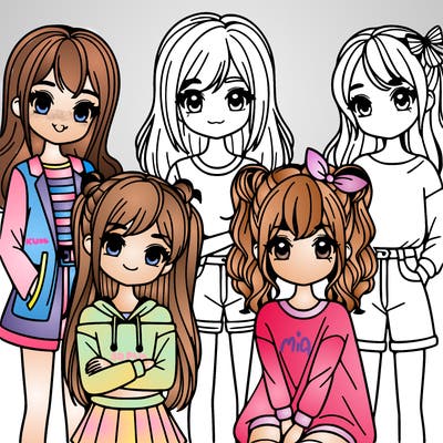 a group of five girls