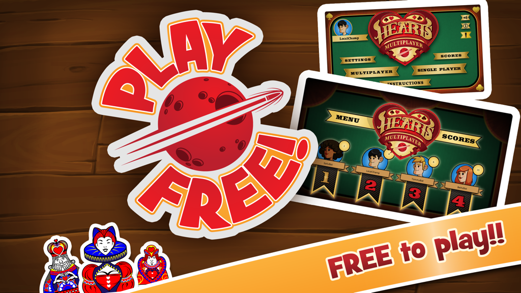Hearts Multiplayer HD game screens and play free announcement