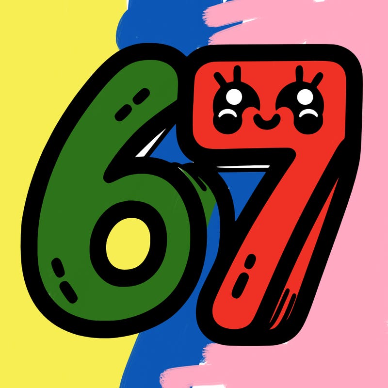 the numbers 67