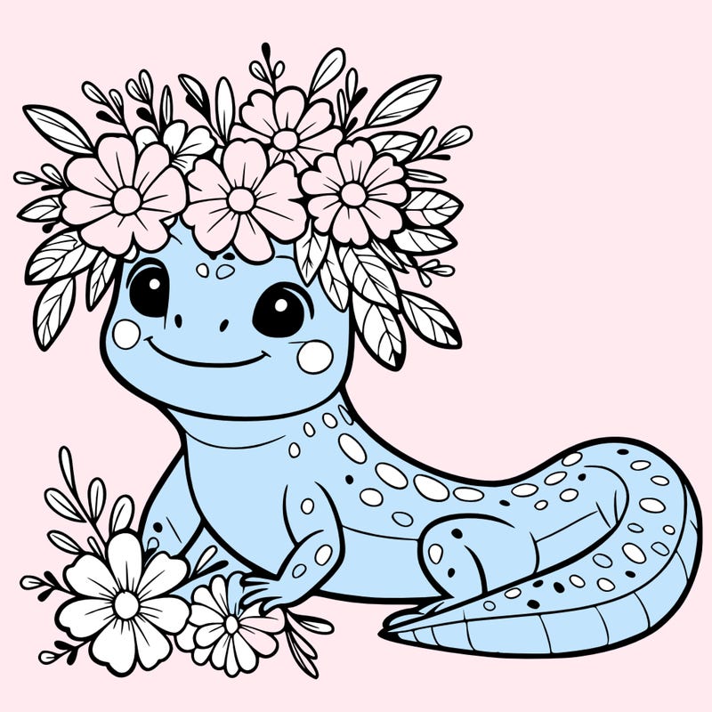 lizard with flowers crown