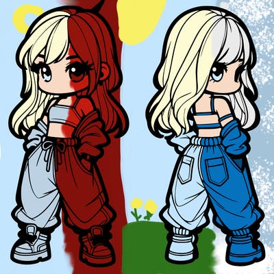 girl in crop top and baggy pants