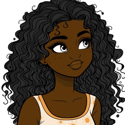 realistic girl with curly hair