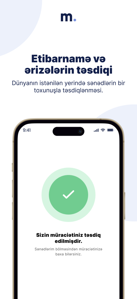Mobil Notariat app interface showing a successful document confirmation screen with a green checkmark