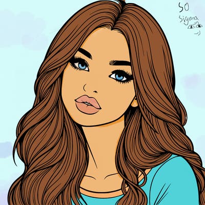 realistic girl with hair on her hair and lips