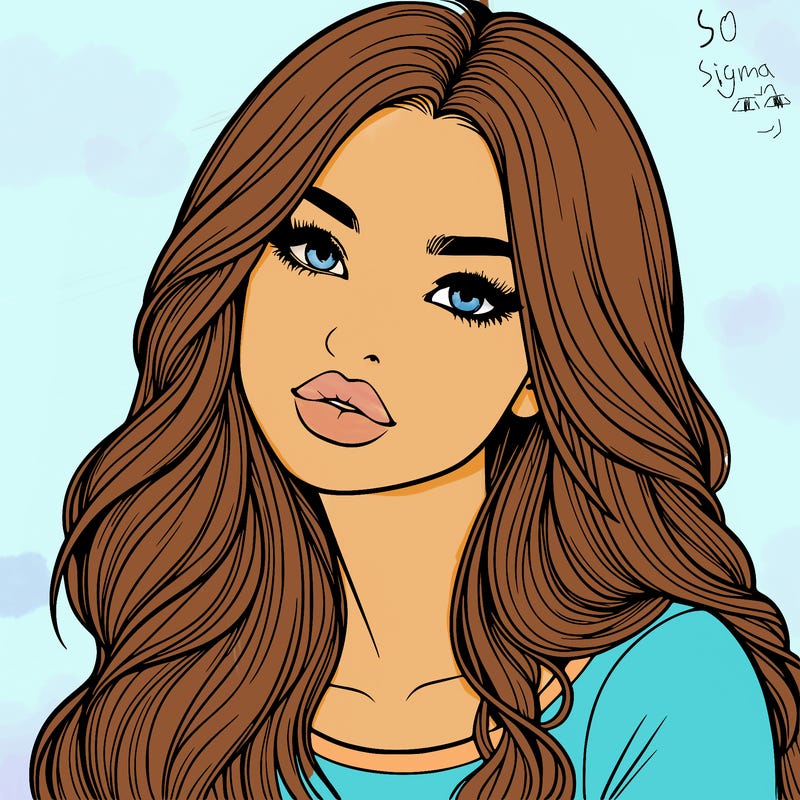 realistic girl with hair on her hair and lips