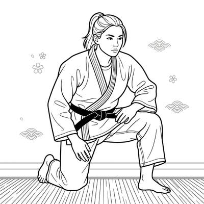 Embrace the discipline and grace of martial arts with this elegant judoka coloring page. Its minimalist line art style offers a serene canvas for your creative expression and artistic skill.