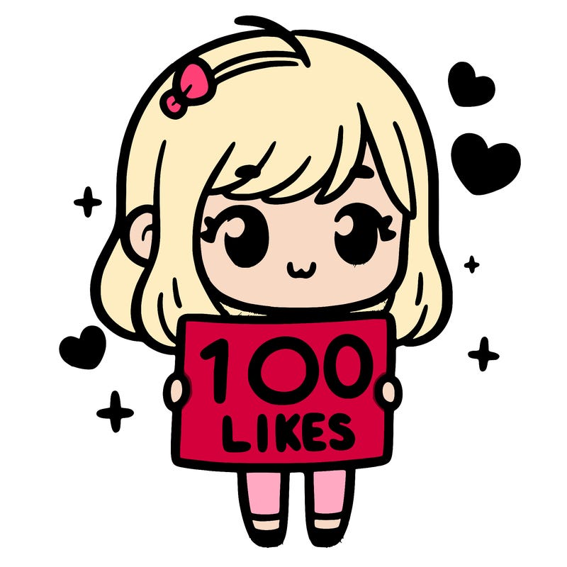 cute girl holding up a sign that says 100 likes