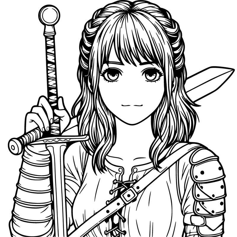 realistic girl with a sword