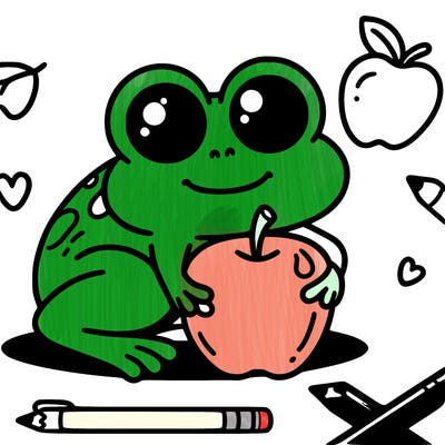 frog eating a apples