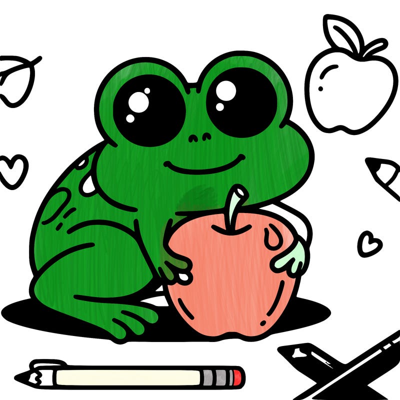 frog eating a apples