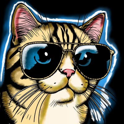 a cat with sun glasses realistic