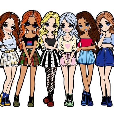 a group of girls realistic