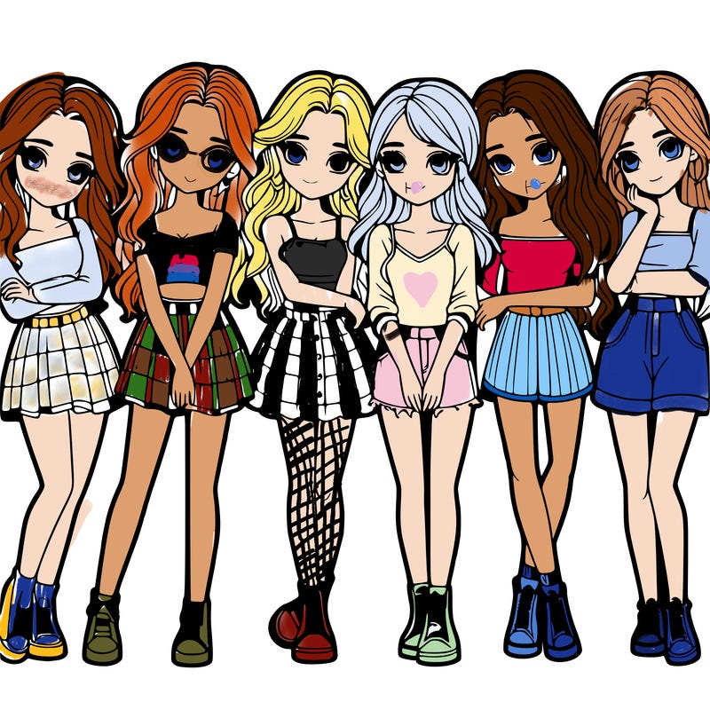 a group of girls realistic