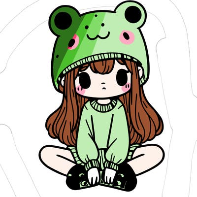 a girl wearing a frog hat and some frog socks