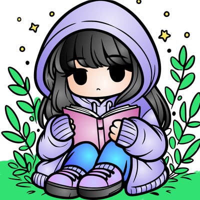 girl in oversized hoodie reading a book