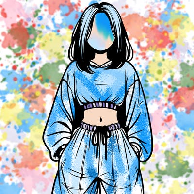 realistic girl faceless with baggy pants and a crop top