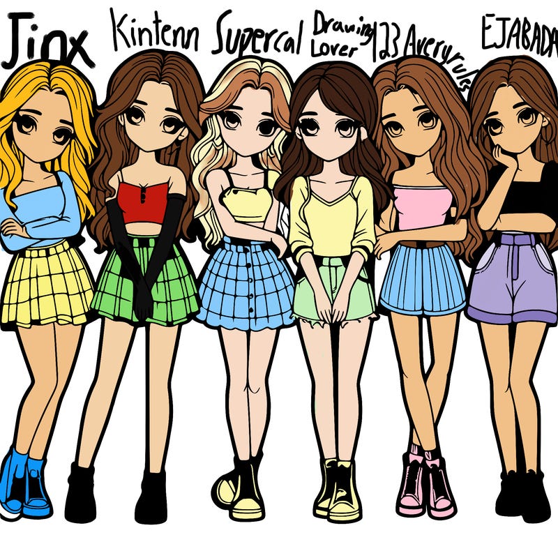 a group of girls realistic